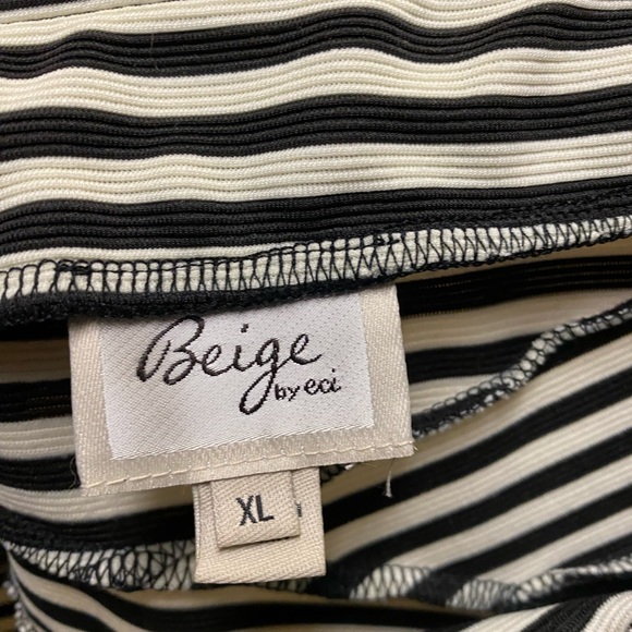 Beige by ECI Black and Cream Striped Knit Maxi Skirt with Side Slit - Picture 5 of 6